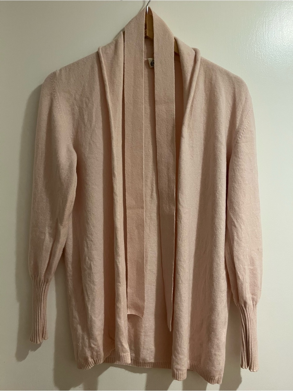 Italian Cashmere Blush Open-Front Tie Sweater Cardigan